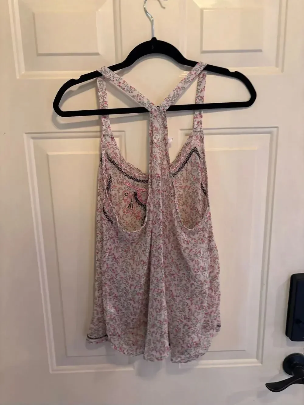 Maurices Boho Chic Sheer Pink Floral Embroidered Camisole